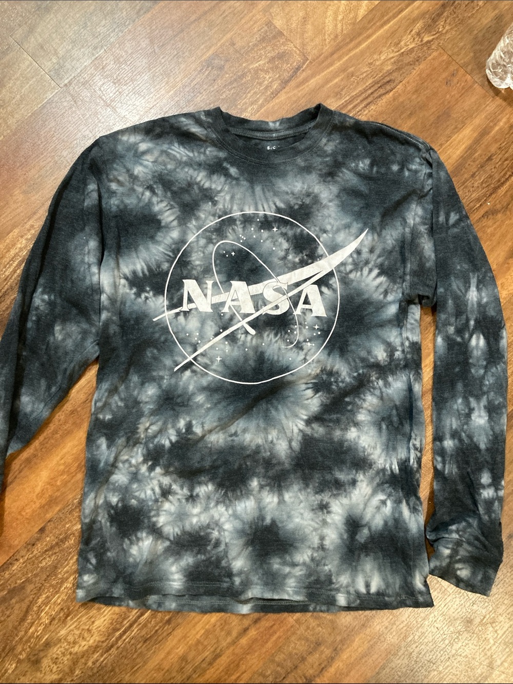 NASA Black & Gray Tie-Dye Long Sleeve Shirt